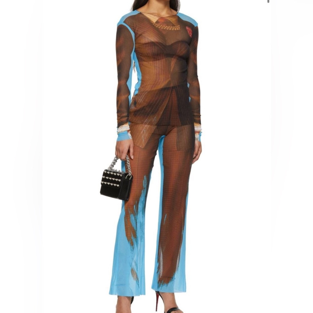 Jean Paul Gaultier Brown and Blue Artistic Jumpsuit